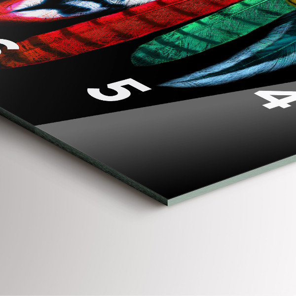 Horloge murale carrée 'Plumes d''oiseaux colorées'