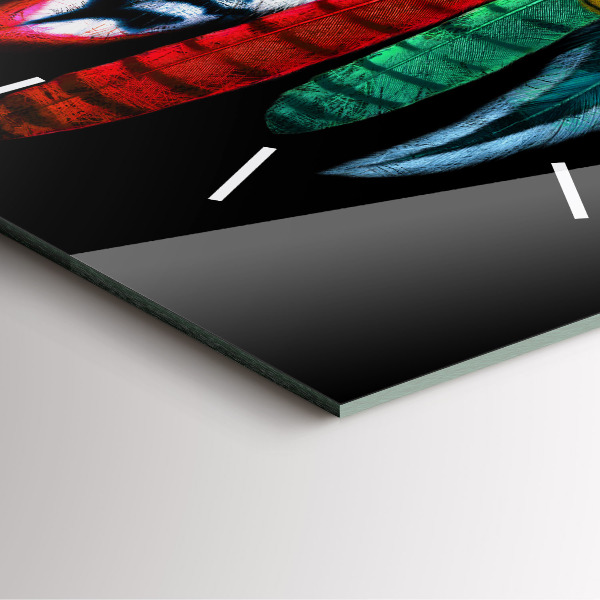 Horloge murale carrée 'Plumes d''oiseaux colorées'