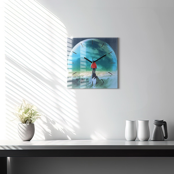 Horloge murale carrée 'L''homme dans la lune'