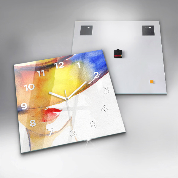 Horloge murale carrée Femme au chapeau