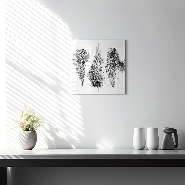 Horloge murale carrée 'ailes d''ange'