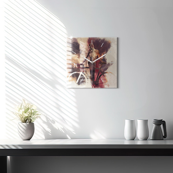 Horloge murale carrée Femme et vélo