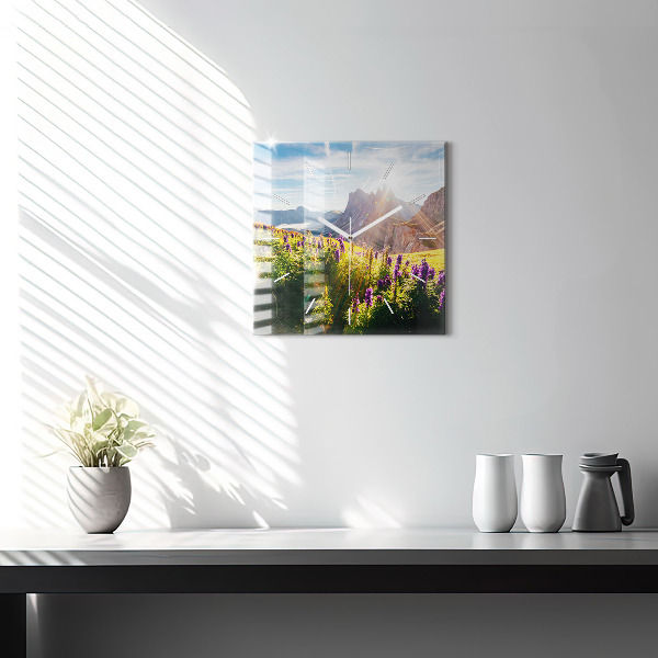 Horloge murale carrée Prairie de lavande