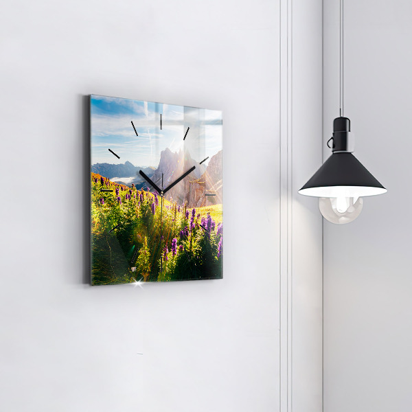 Horloge murale carrée Prairie de lavande