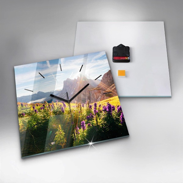 Horloge murale carrée Prairie de lavande