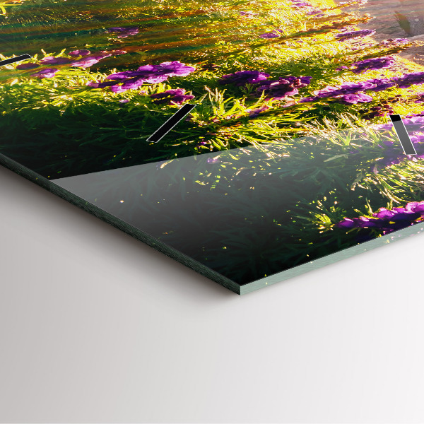 Horloge murale carrée Prairie de lavande