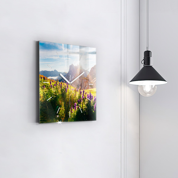 Horloge murale carrée Prairie de lavande