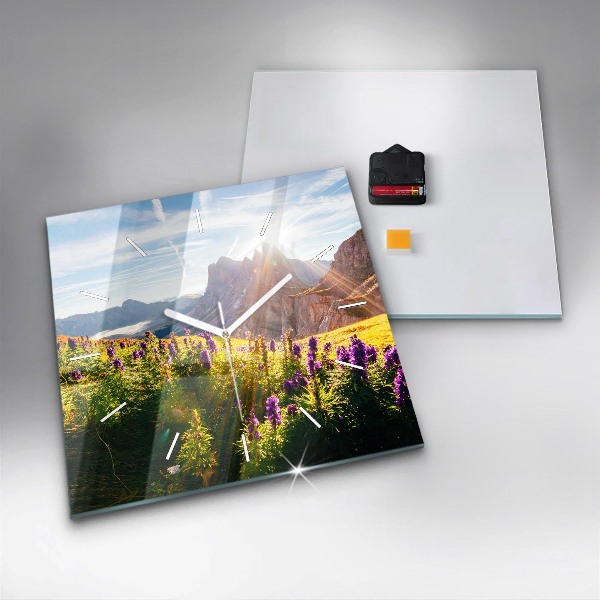 Horloge murale carrée Prairie de lavande