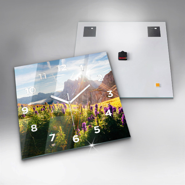 Horloge murale carrée Prairie de lavande