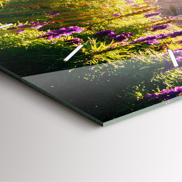 Horloge murale carrée Prairie de lavande