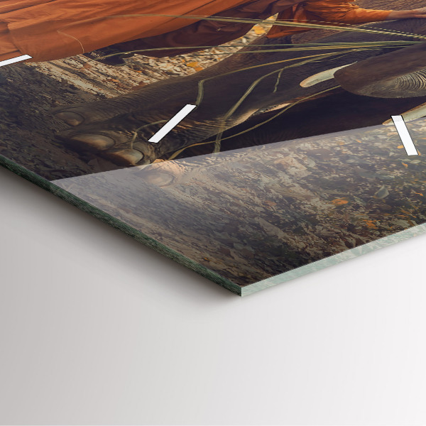 Horloge murale carrée Moine conduisant des éléphants