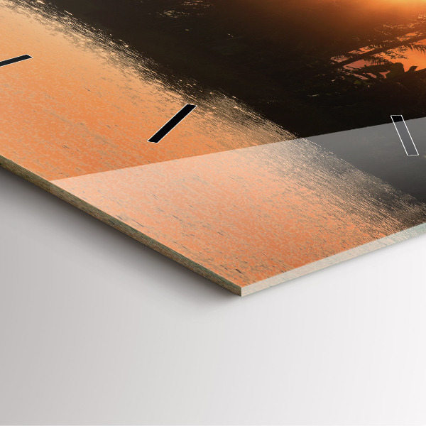 Horloge murale carrée Coucher de soleil et palmiers