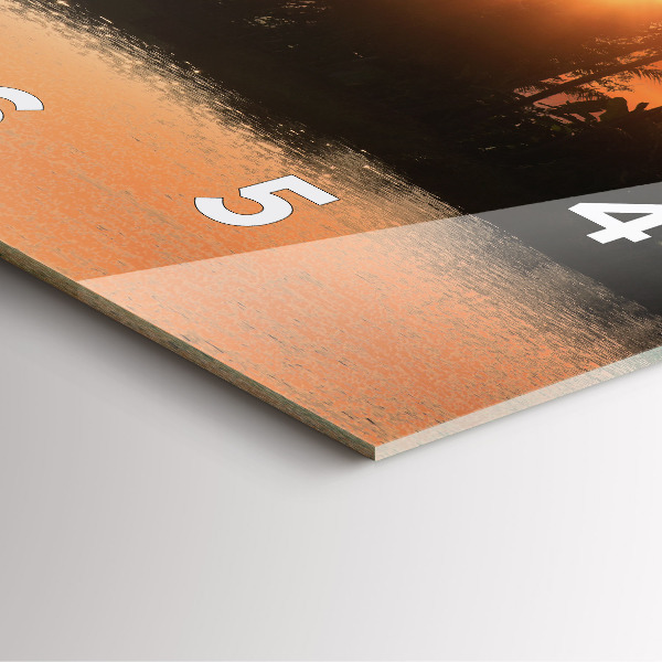 Horloge murale carrée Coucher de soleil et palmiers