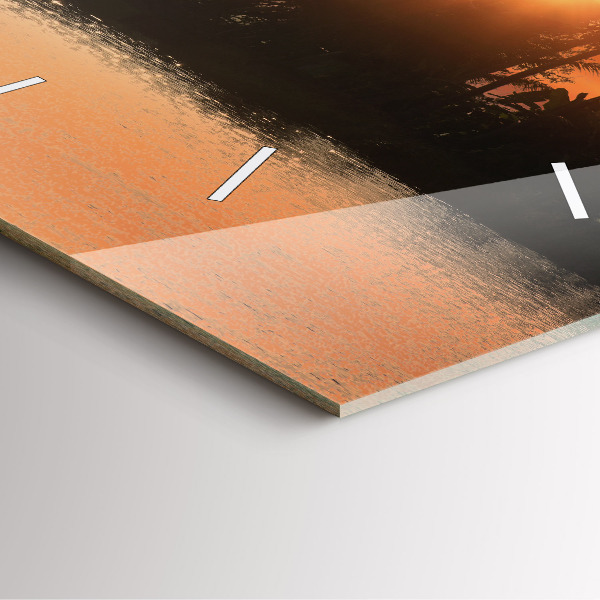 Horloge murale carrée Coucher de soleil et palmiers