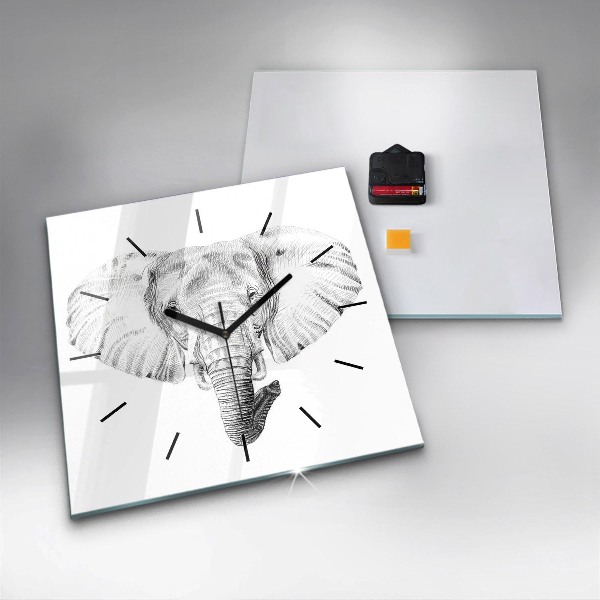 Horloge murale carrée 'Tête d''éléphant graphique'