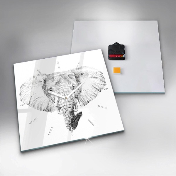 Horloge murale carrée 'Tête d''éléphant graphique'