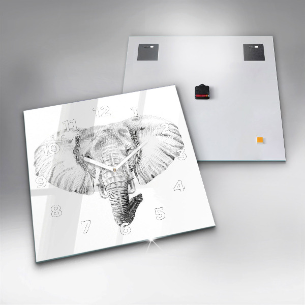 Horloge murale carrée 'Tête d''éléphant graphique'