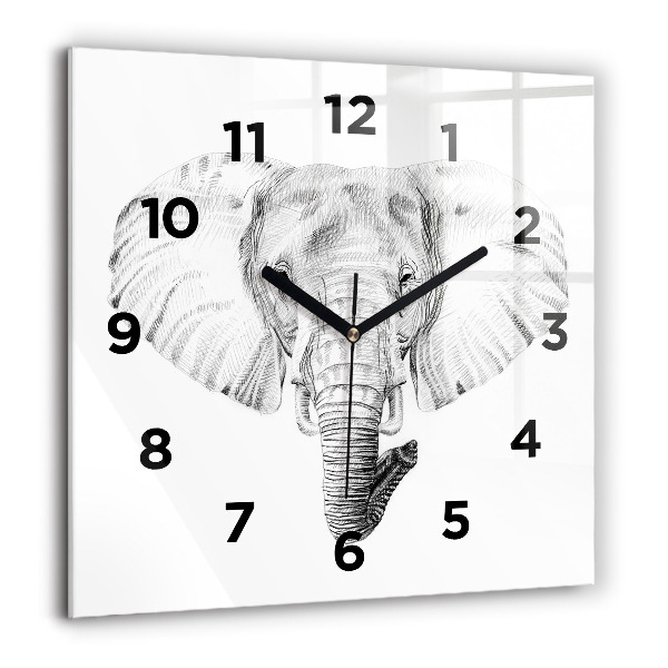 Horloge murale carrée 'Tête d''éléphant graphique'