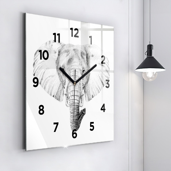 Horloge murale carrée 'Tête d''éléphant graphique'