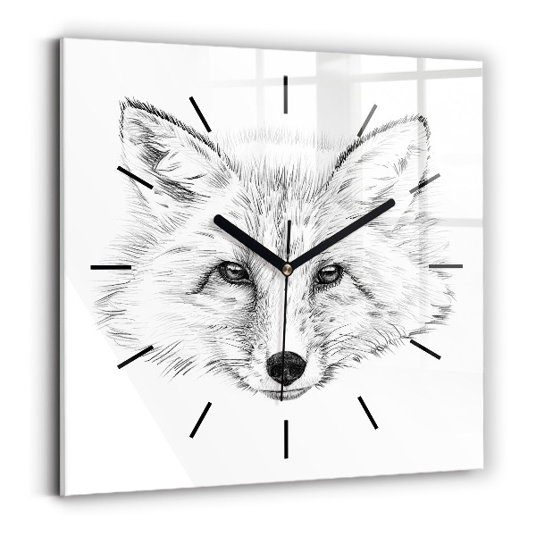 Horloge murale carrée Tête de renard graphique