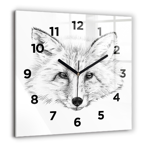 Horloge murale carrée Tête de renard graphique