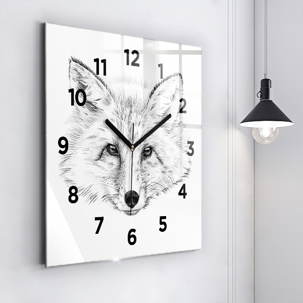 Horloge murale carrée Tête de renard graphique