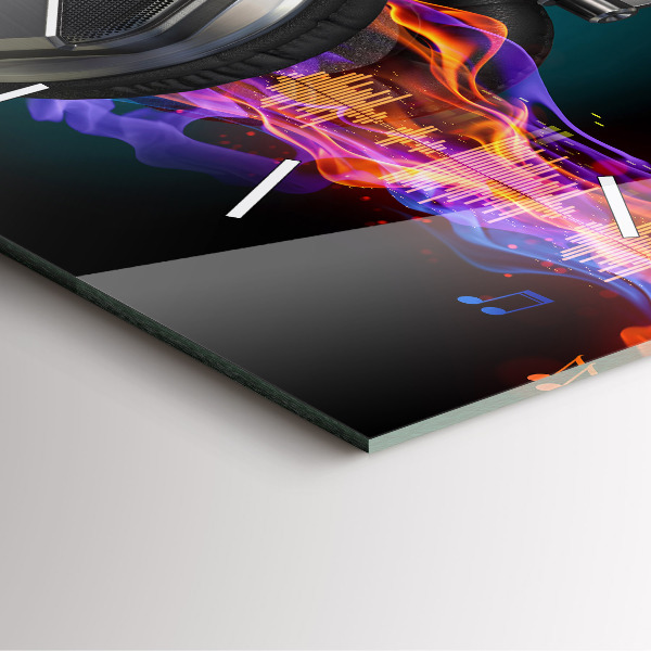 Horloge murale carrée Casques et ondes sonores