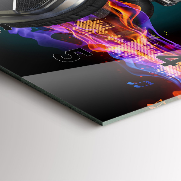 Horloge murale carrée Casques et ondes sonores