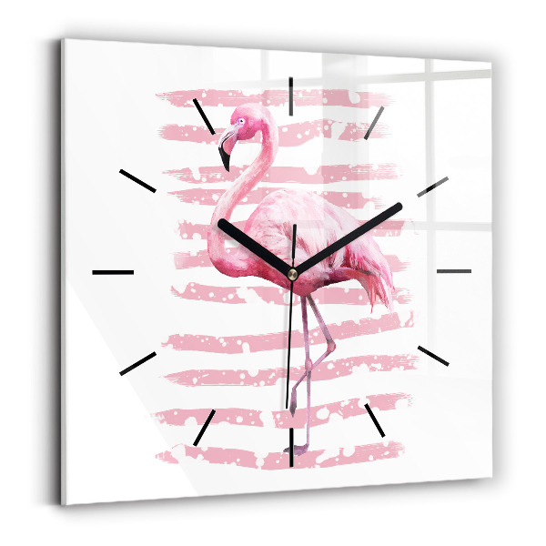 Horloge murale carrée Graphique Flamingo