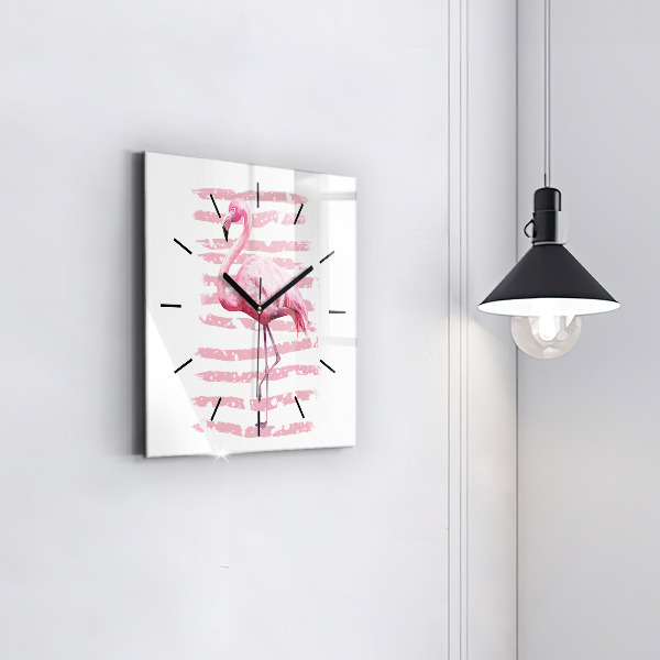 Horloge murale carrée Graphique Flamingo