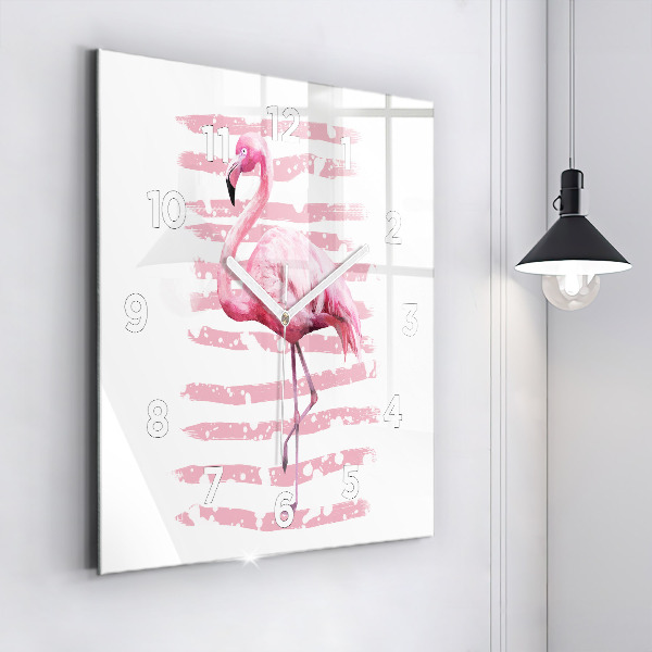 Horloge murale carrée Graphique Flamingo
