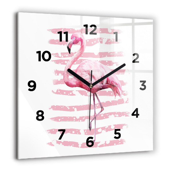 Horloge murale carrée Graphique Flamingo
