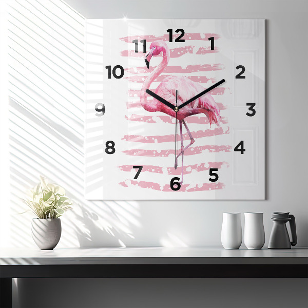 Horloge murale carrée Graphique Flamingo