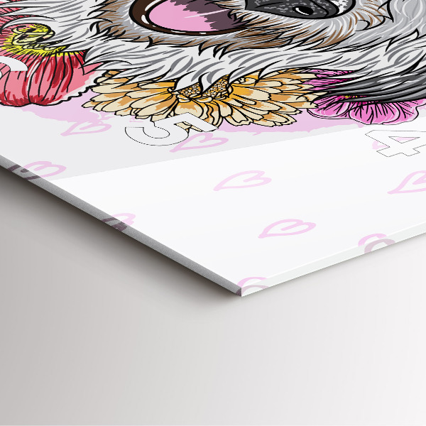 Horloge murale carrée Chien heureux dans les fleurs