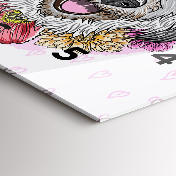 Horloge murale carrée Chien heureux dans les fleurs