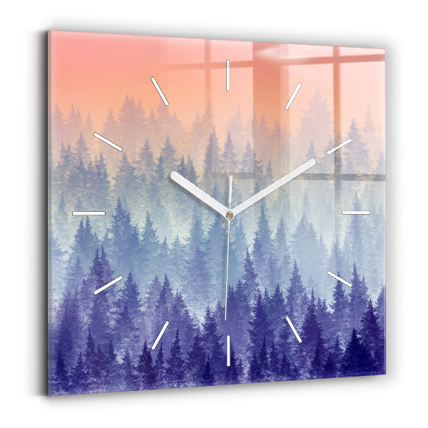 Horloge murale carrée Forêt dans le brouillard