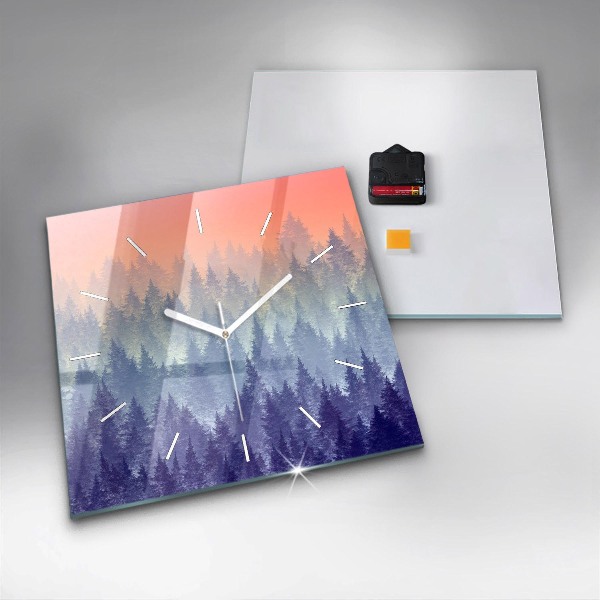 Horloge murale carrée Forêt dans le brouillard