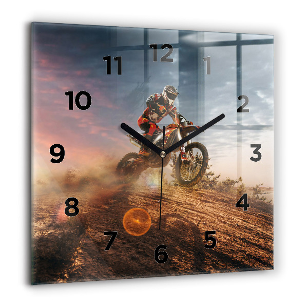Horloge murale carrée Homme sur une moto