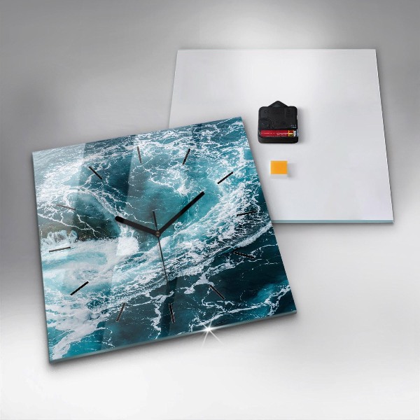 Horloge murale carrée Vagues tourbillonnantes et mousseuses