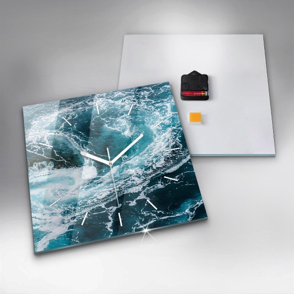 Horloge murale carrée Vagues tourbillonnantes et mousseuses