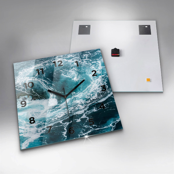 Horloge murale carrée Vagues tourbillonnantes et mousseuses