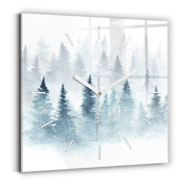 Horloge murale carrée 'Forêt d''hiver'