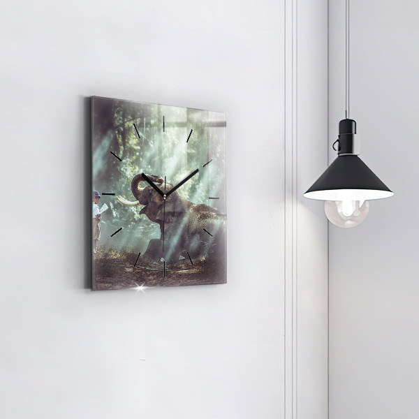 Horloge murale carrée Un garçon lit un livre