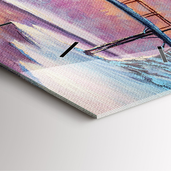 Horloge murale carrée Sapin de Noël et pont