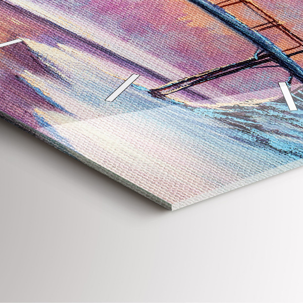 Horloge murale carrée Sapin de Noël et pont