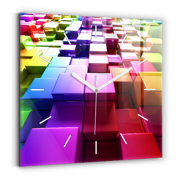 Horloge murale carrée Cubes colorés