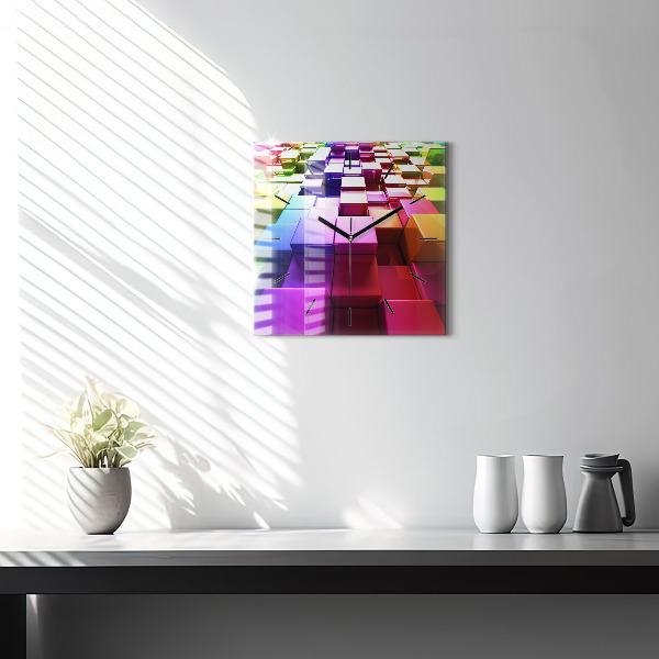 Horloge murale carrée Cubes colorés