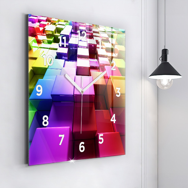 Horloge murale carrée Cubes colorés