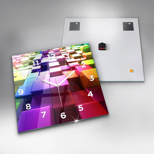 Horloge murale carrée Cubes colorés