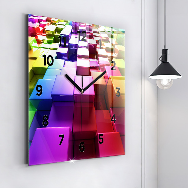 Horloge murale carrée Cubes colorés